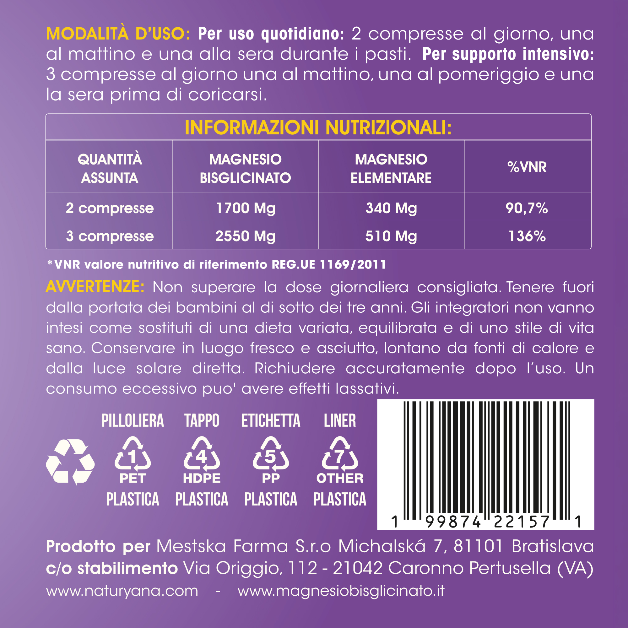 Magnesio Bisglicinato Fully React – 270 compresse spezzabili (1000 mg) - immagine 2